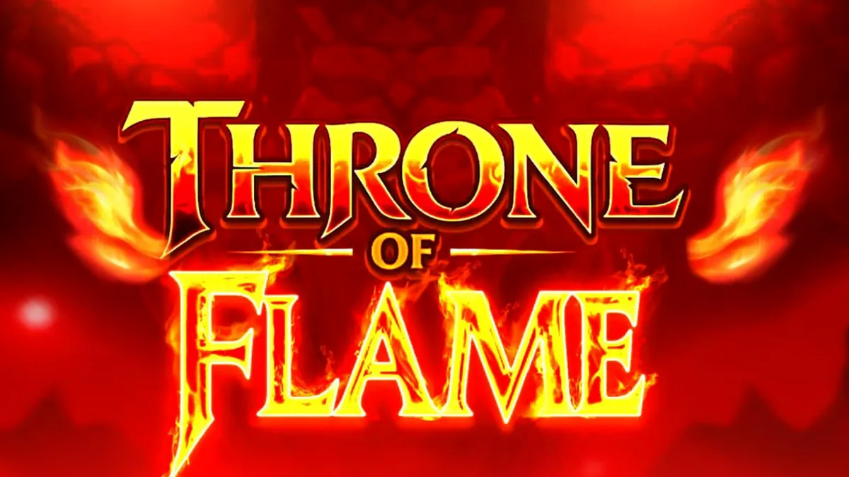 Interface do jogo Throne of Flame em um dispositivo móvel mostrando o dragão e os rolos de fogo